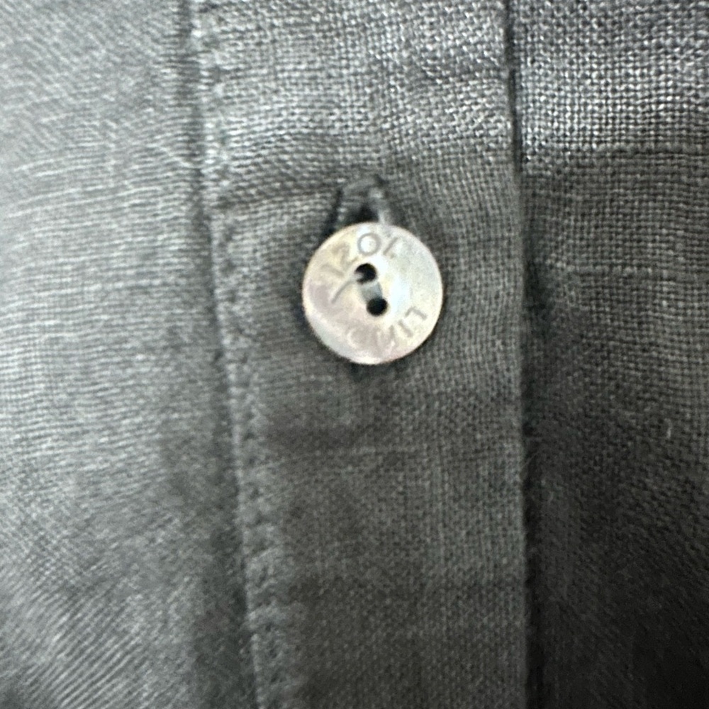 120% Lino Linen Button Front Black Shirt Dress - Size Medium - Picture 10 of 12